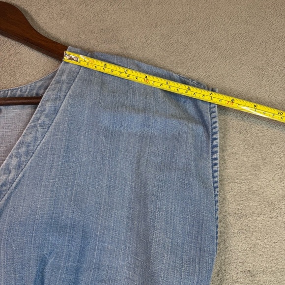 Loft Blue Denim, V Neck, Button Down, A-Line Dress, Size 14 - Picture 13 of 16